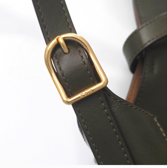 Polo Ralph Lauren Medium ID Bag Olive Green Grain Leather Shoulder Bag - Picture 10 of 12